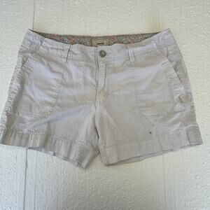 Woman's Levis Chino Beige Solid Cargo Mini Logo Shorts Size 8